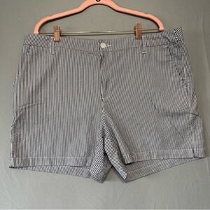 TNL Mode Womens Coastal Stripe Shorts Size 18 Navy White Stretch Beach Resort